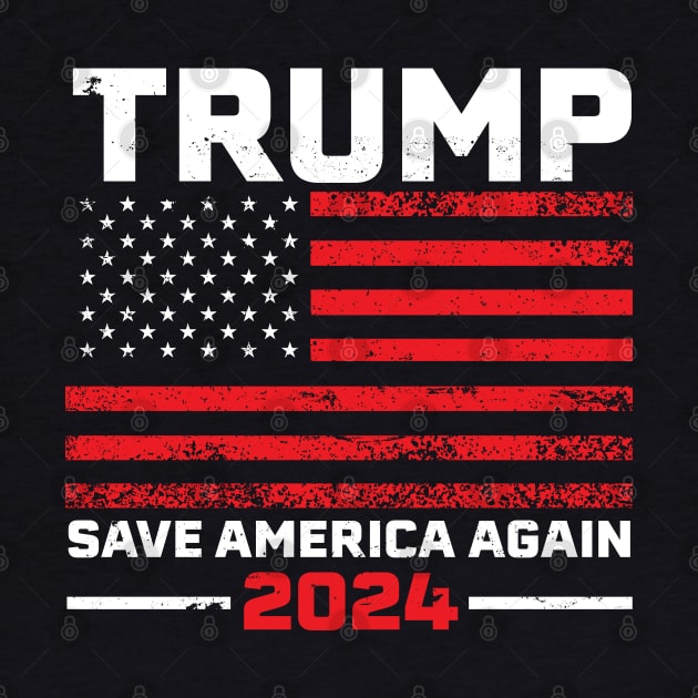 2024 Trump Save America Again USA Flag Gift by qwertydesigns